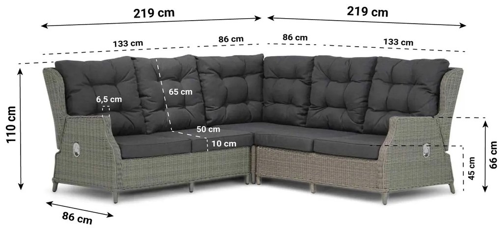 Hoek loungeset 5 personen Wicker Taupe  Garden Collections Chicago