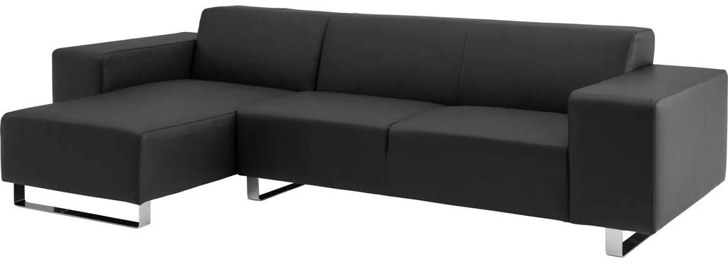 Goossens Excellent Bank Design@Home Met Chaise Longue zwart, leer, 2,5-zits, modern design met chaise longue links