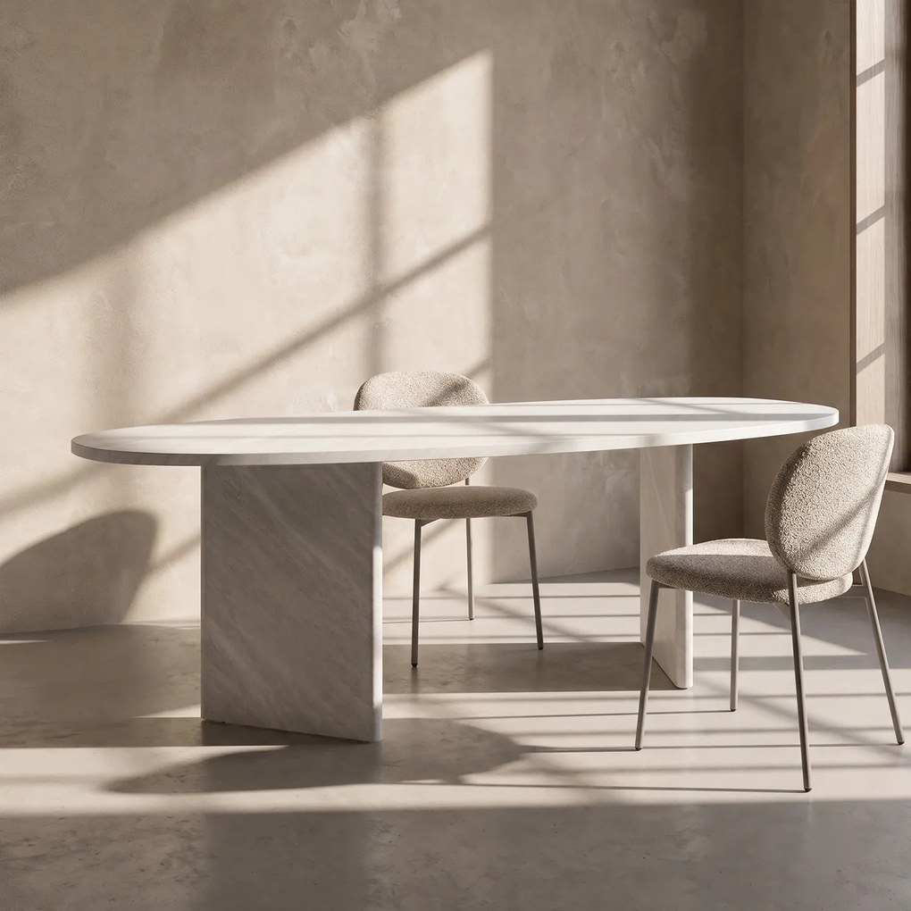 Organische Eettafel Groot Wit - 220 X 100cm.