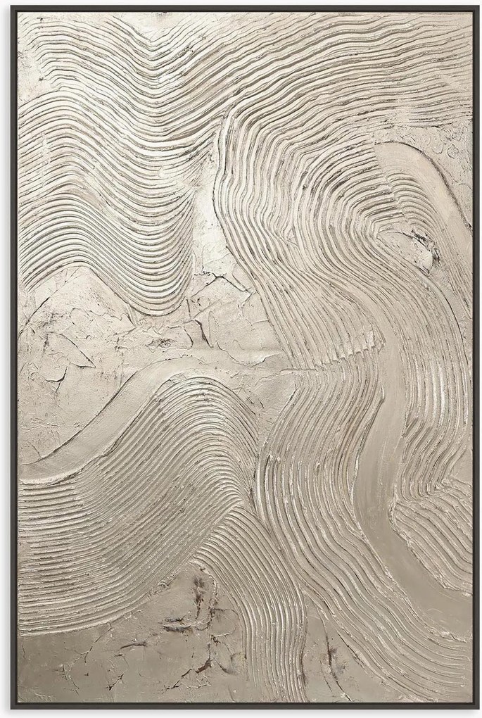 Handbeschilderde ingelijste canvasdoek Metallic Silver
