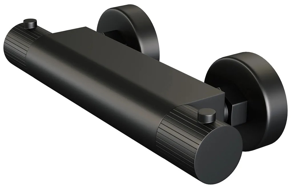 Brauer Stripe thermostatische douchekraan zwart mat