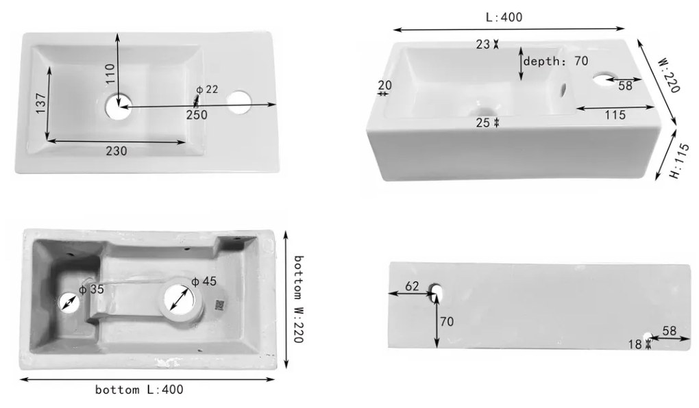 MD Interior Eden toiletmeubel zwart mangohout rechts met keramische fontein rechts