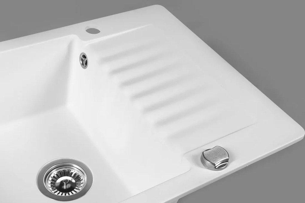 Sapho spoelbak 71x50cm met kraangat wit graniet