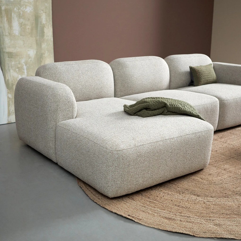 Beige Hoekbank Chaise Longue Links