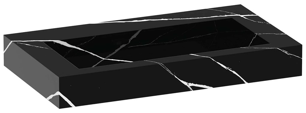 Sanituba Nature badmeubel 80cm mat zwart  met wastafel Artificial Marble Nero Marquina geen kraangaten