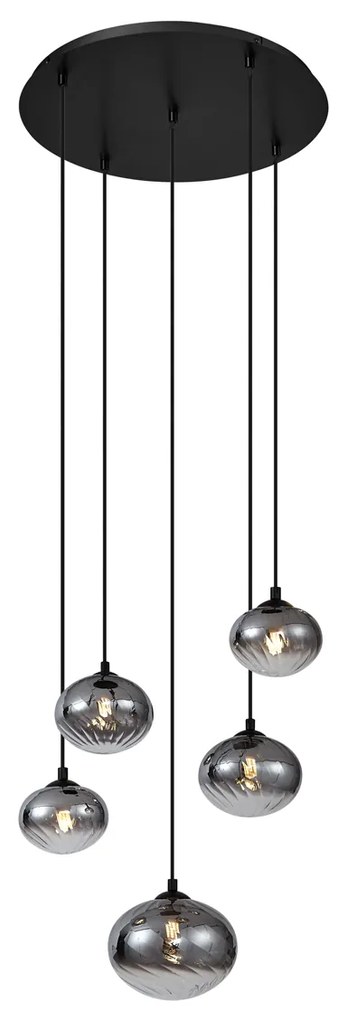 Moderne hanglamp zwart met smoke glas - Jia