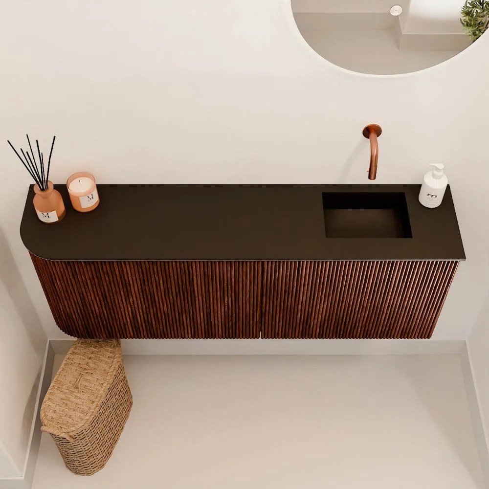 Mondiaz Joya 110cm toiletmeubel ronding links ruby met wastafel faye rechts zonder kraangat urban