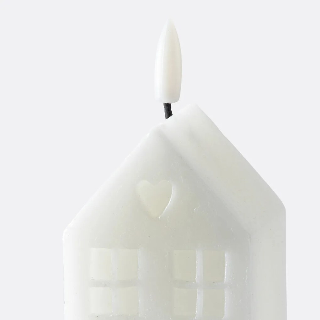 LED kaars, huisje, in wax H14,8 cm, Caspar
