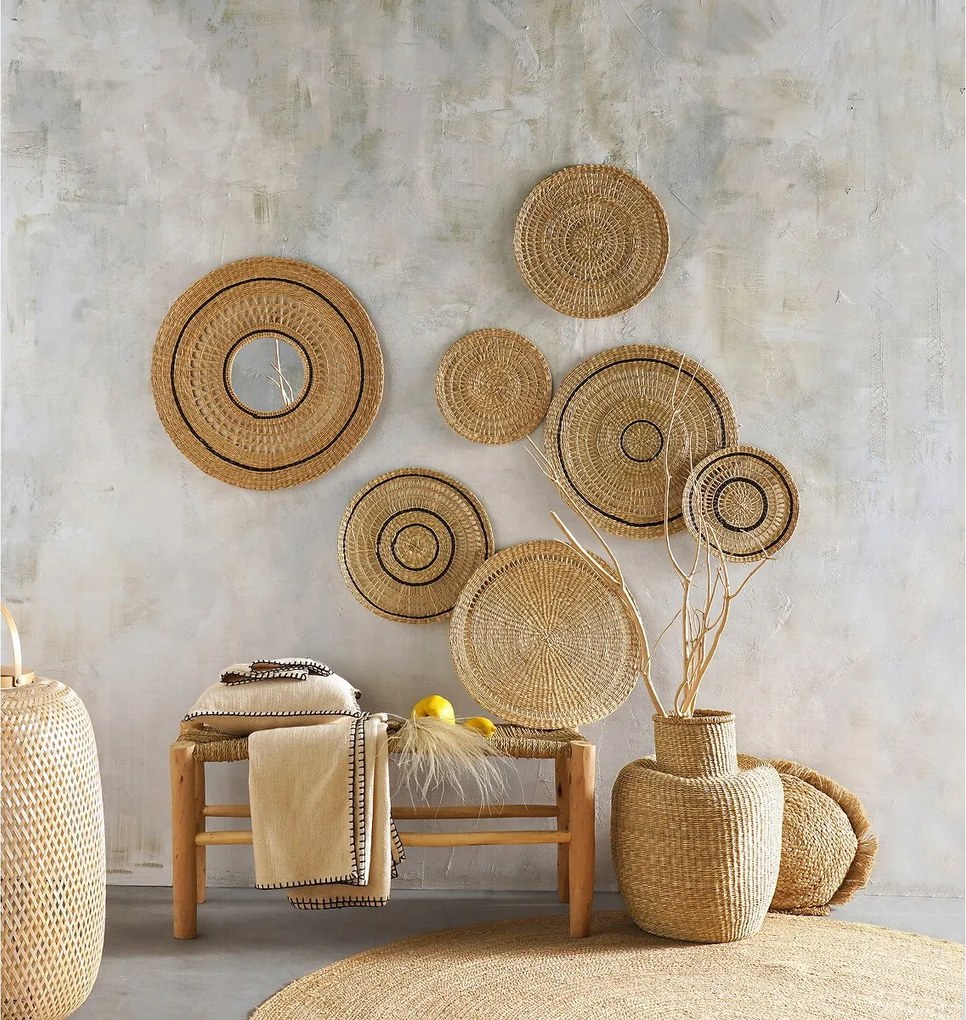 Bank Ghada, onbewerkt wilgenhout en gevlochten doum zitting