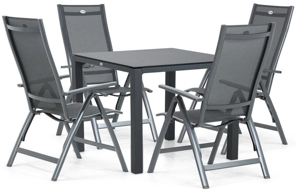 Tuinset 4 personen 90 cm Aluminium/textileen Grijs Hartman Royal