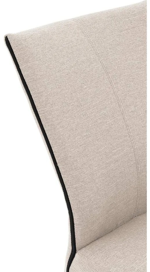 Goossens Eetkamerstoel Funk RVS Poten beige stof leuning en met wielenTransparant skater wiel met rvs kap, modern design