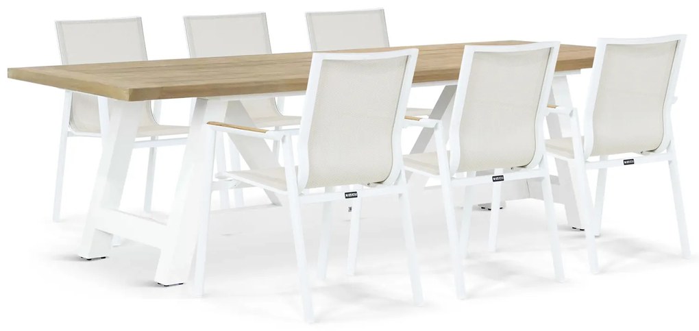 Tuinset 6 personen 260 cm Aluminium/textileen Wit Lifestyle Garden Furniture Fiora/Florence