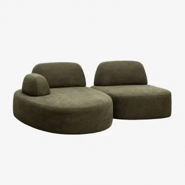 Modulaire Linker Chaise Longue Bank Van 2 Delen Bekleed Giorgia Stof Leger Groen - Sklum