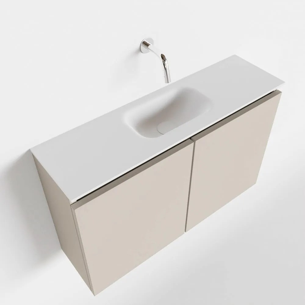 Mondiaz Ture 80cm toiletmeubel linen met wastafel talc midden geen kraangat