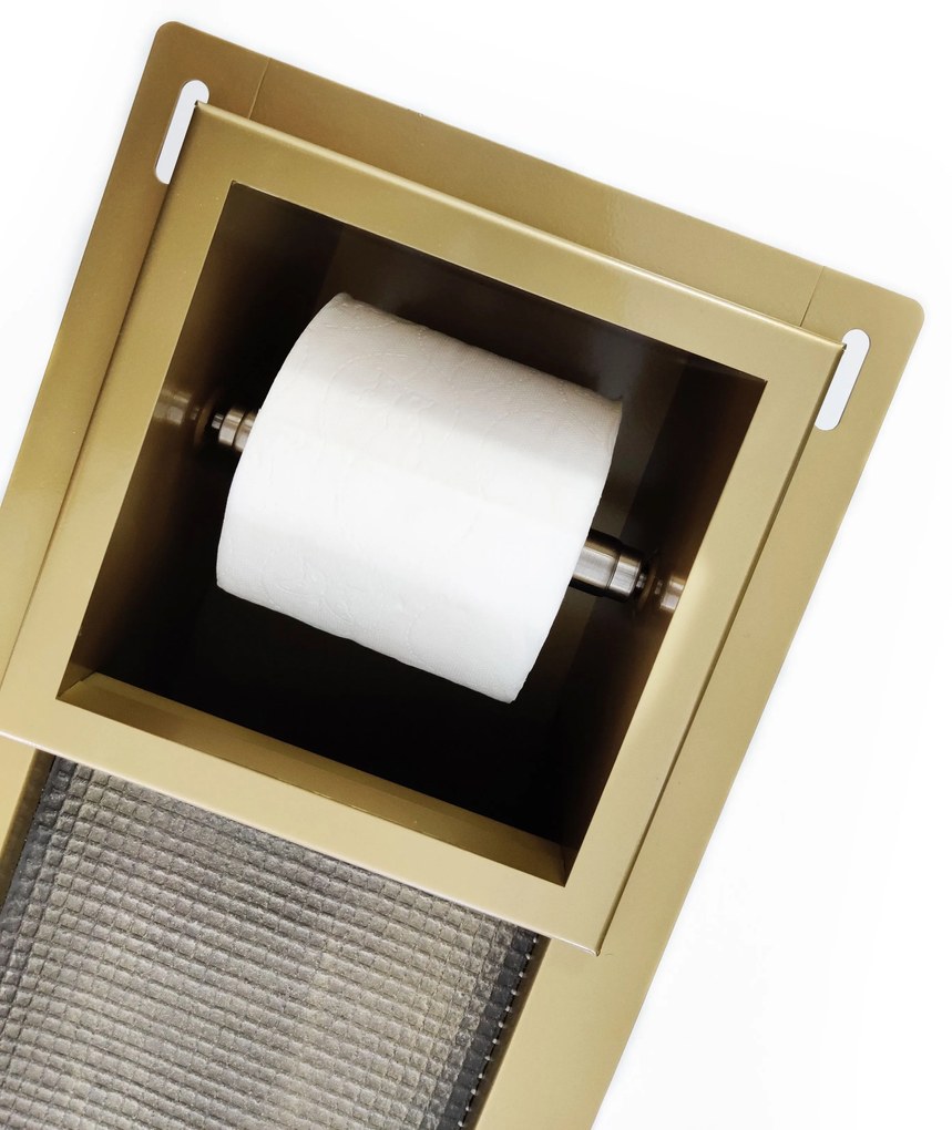 Mueller mat gouden inbouw toiletrolhouder met reserverol houder