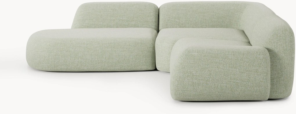 Modulaire bouclé hoekbank Wolke (4-zits) met chaise longue