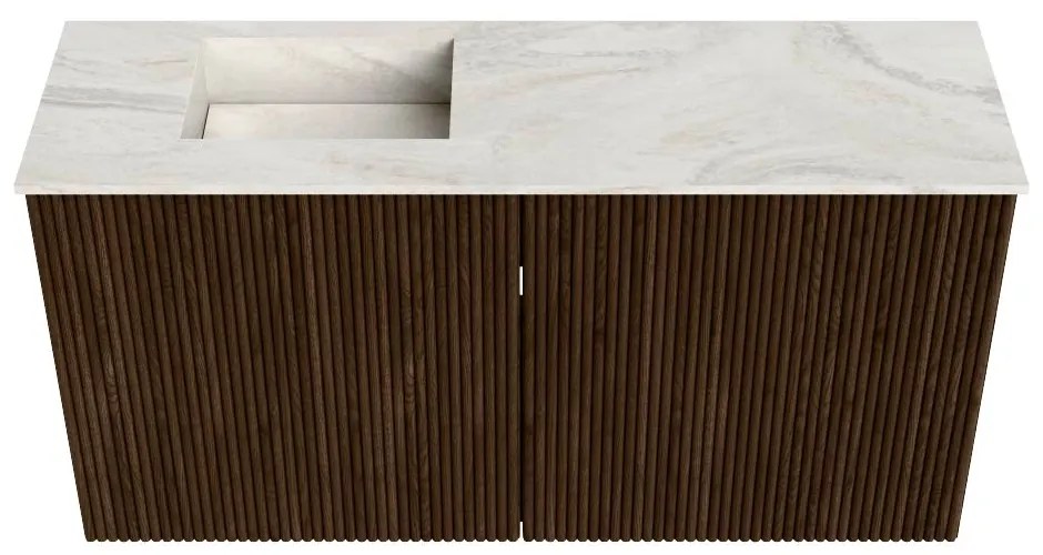 Mondiaz Joya DLux 80cm toiletmeubel walnut met wastafel faye links zonder kraangat ostra