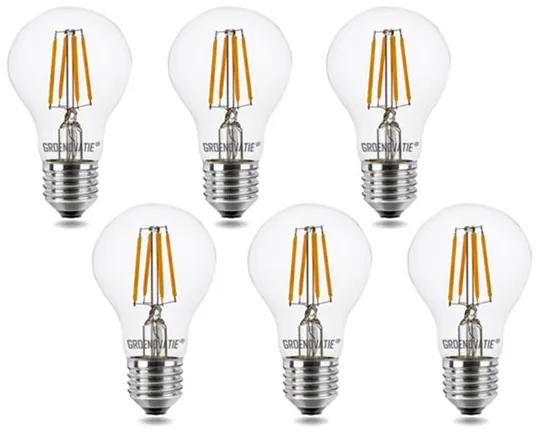 E27 LED Filament Lamp 4W Warm Wit Dimbaar 6-Pack