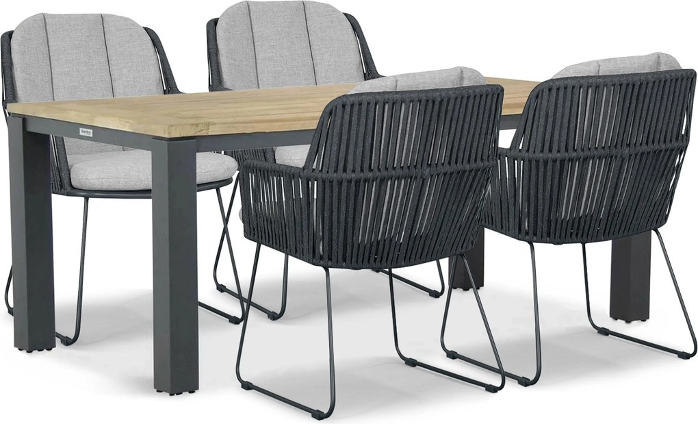 Tuinset 4 personen 180 cm Rope Grijs Domani Furniture Trivento/Veneto