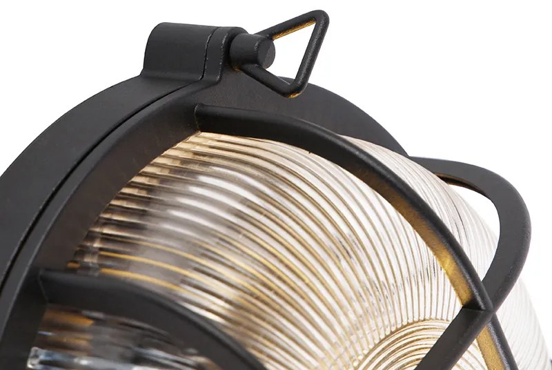 Industriële ronde wandlamp zwart IP44 - Noutica