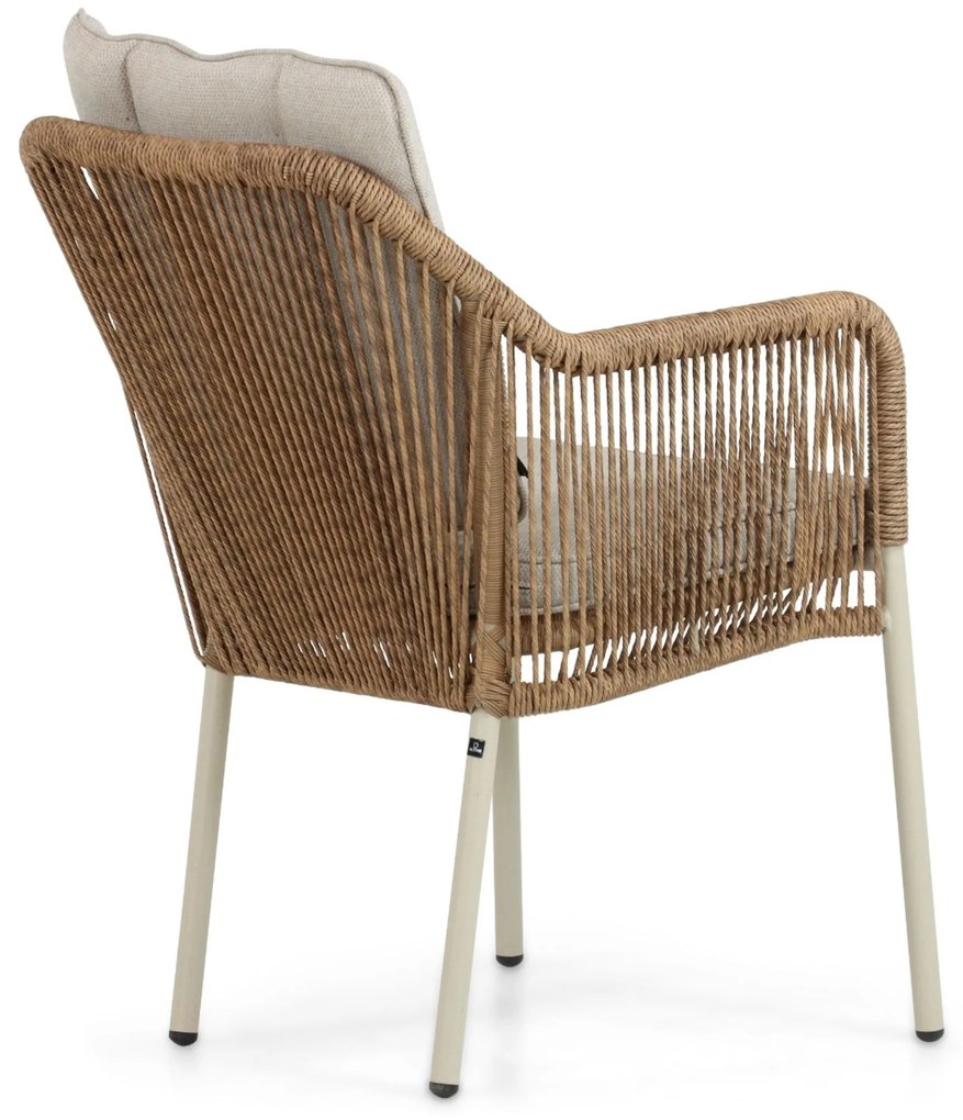 Tuinset Ronde Tuintafel 6 personen 150 cm Rope Taupe  Lifestyle Garden Furniture Marbella/Arancia