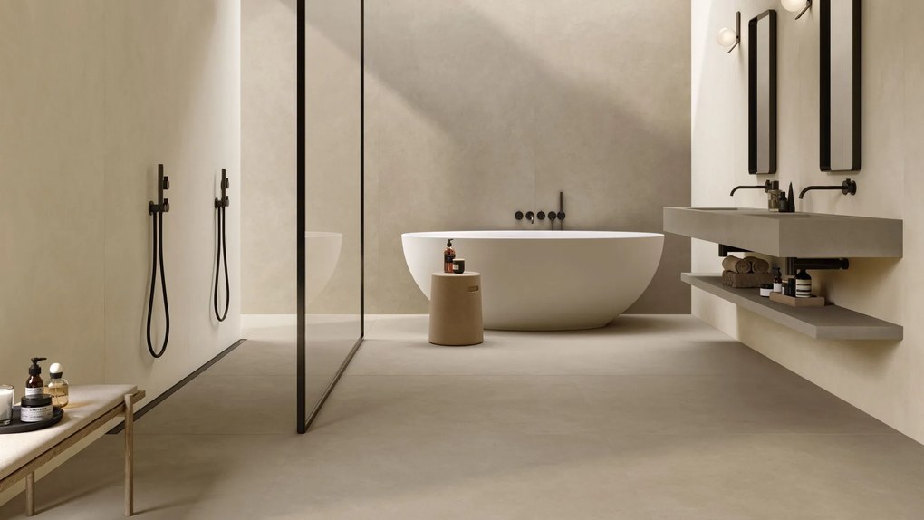 Valence Atlantic wandtegel betonlook 50x120cm taupe mat gerectificeerd