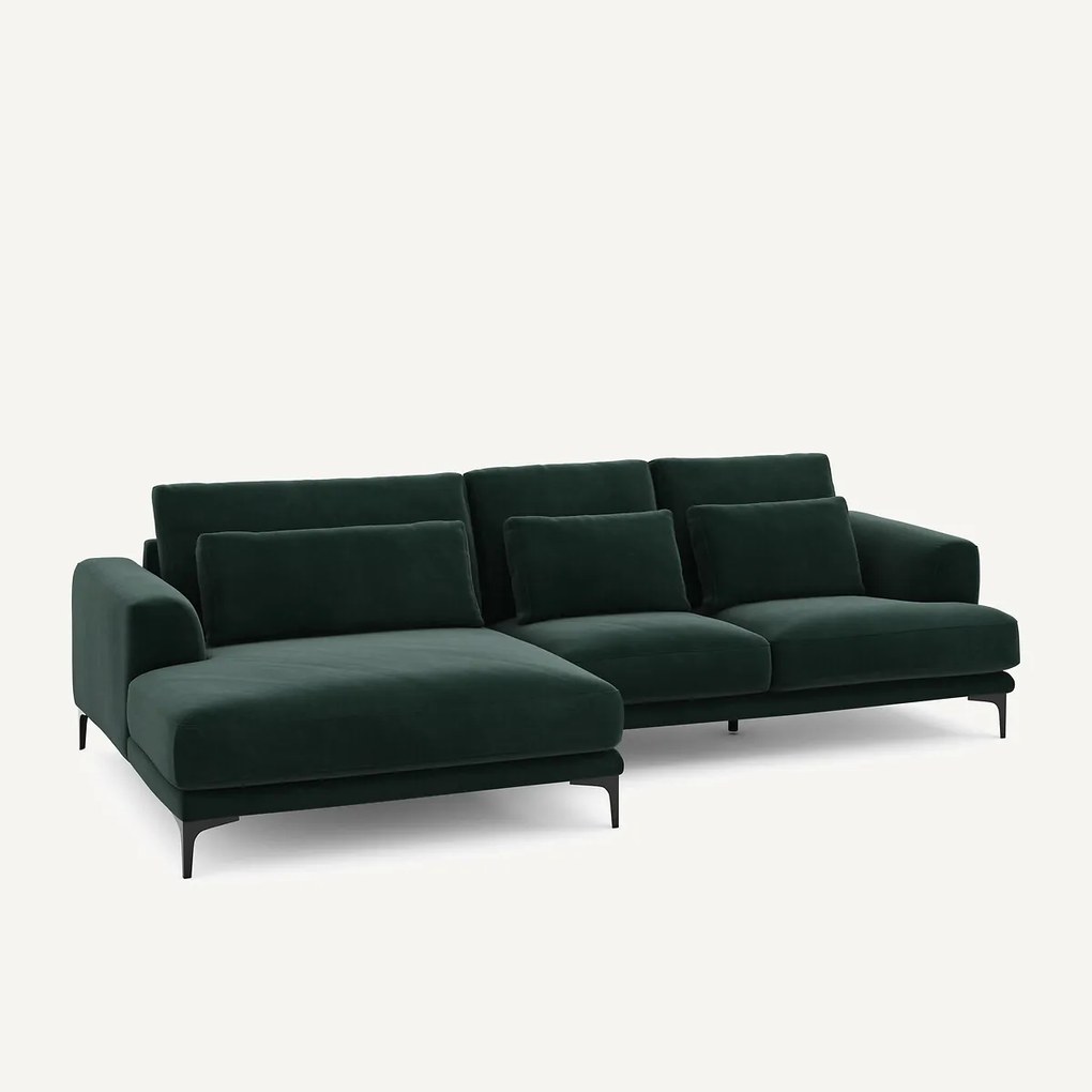 XL hoekbank links in fluweel, MARSILE