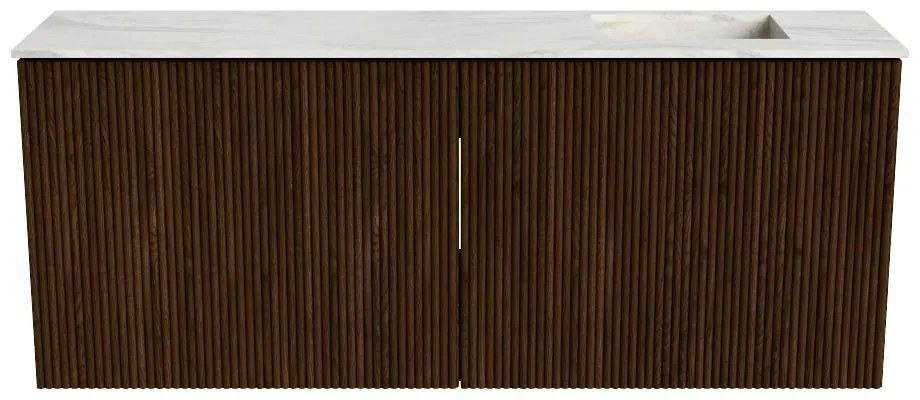 Mondiaz Joya DLux 100cm toiletmeubel walnut met wastafel faye rechts 1 kraangat ostra