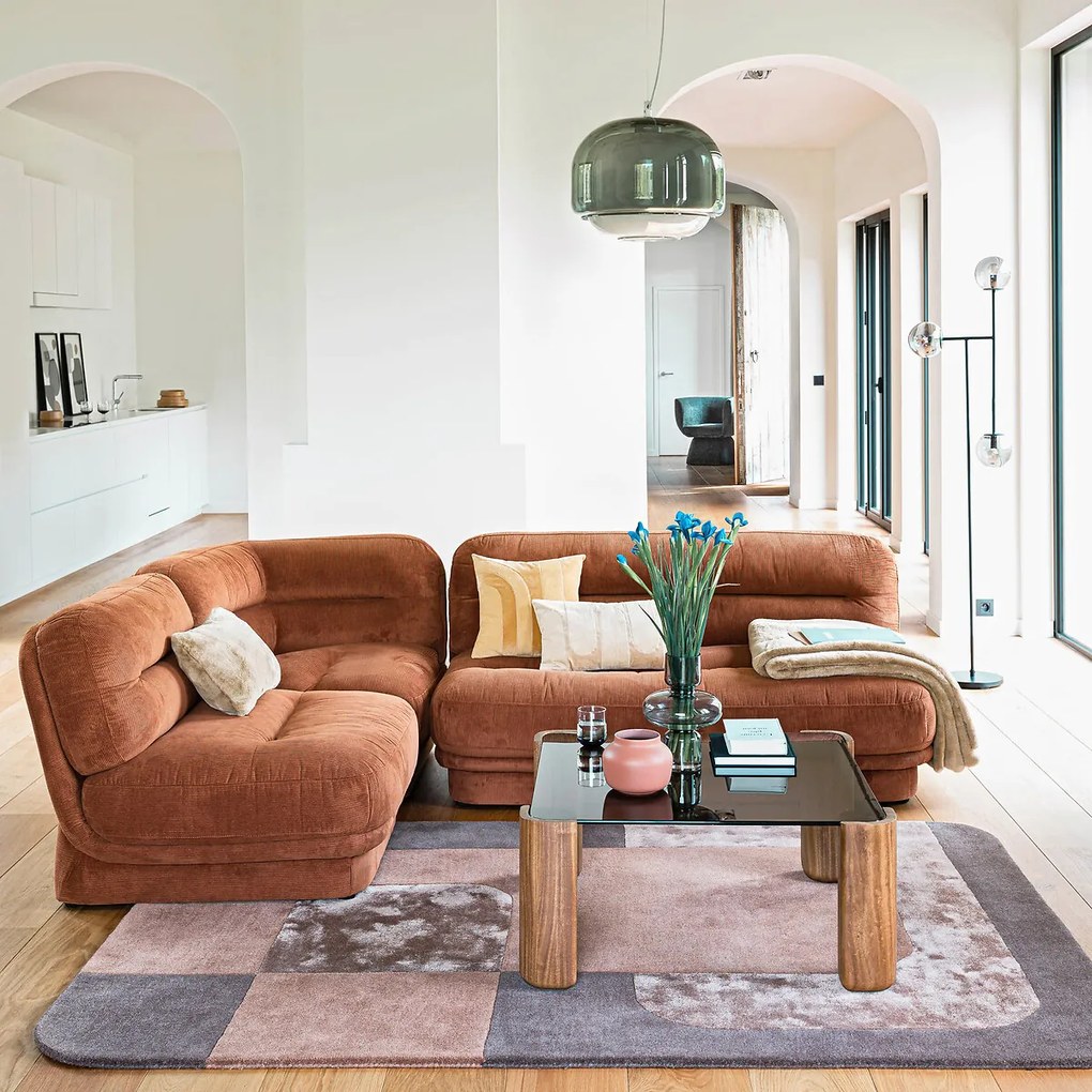 Fauteuil, ribfluweel, 2-zits, voor modulaire bank, JONAS