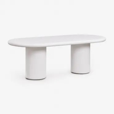 Ovalen Tuin Tafel 220x100 Cm In Cement Namara Wit - Sklum