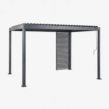 Bioclimatische Aluminiumpergola Met Lamellen En Druvia-paneel Grijs – Grafiet & Pergola Van 3x4x2,6 M Met 1 Paneel Van 92,5 Cm - Sklum