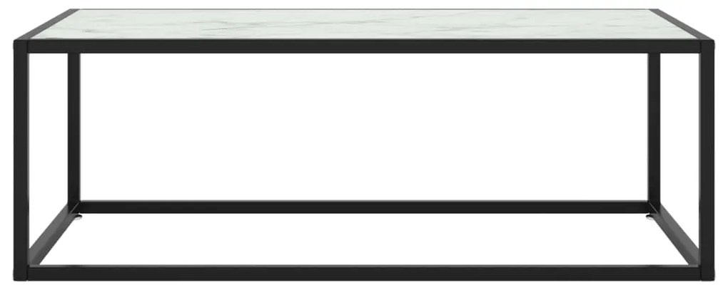 vidaXL Salontafel met wit marmerglas 100x50x35 cm zwart