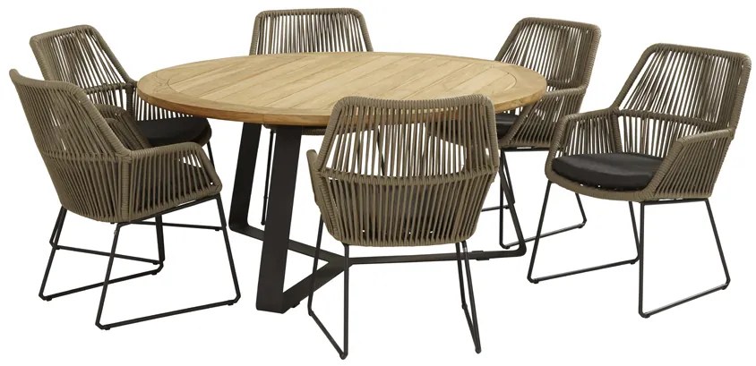 4 Seasons Ramblas tuinstoel + Taste Basso tuintafel 160 cm. rond