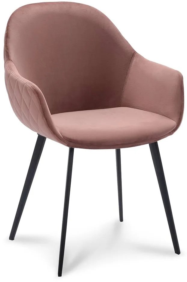 Goossens Basic Eetkamerstoel Vorst roze velvet stof met armleuning, elegant chic