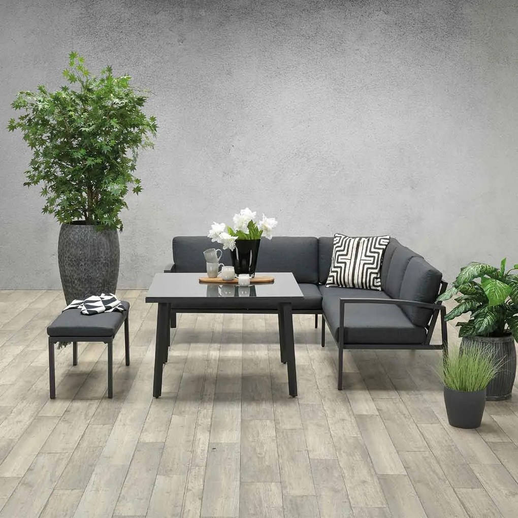 Garden Impressions Tropea lounge dining set 5-delig - donker grijs