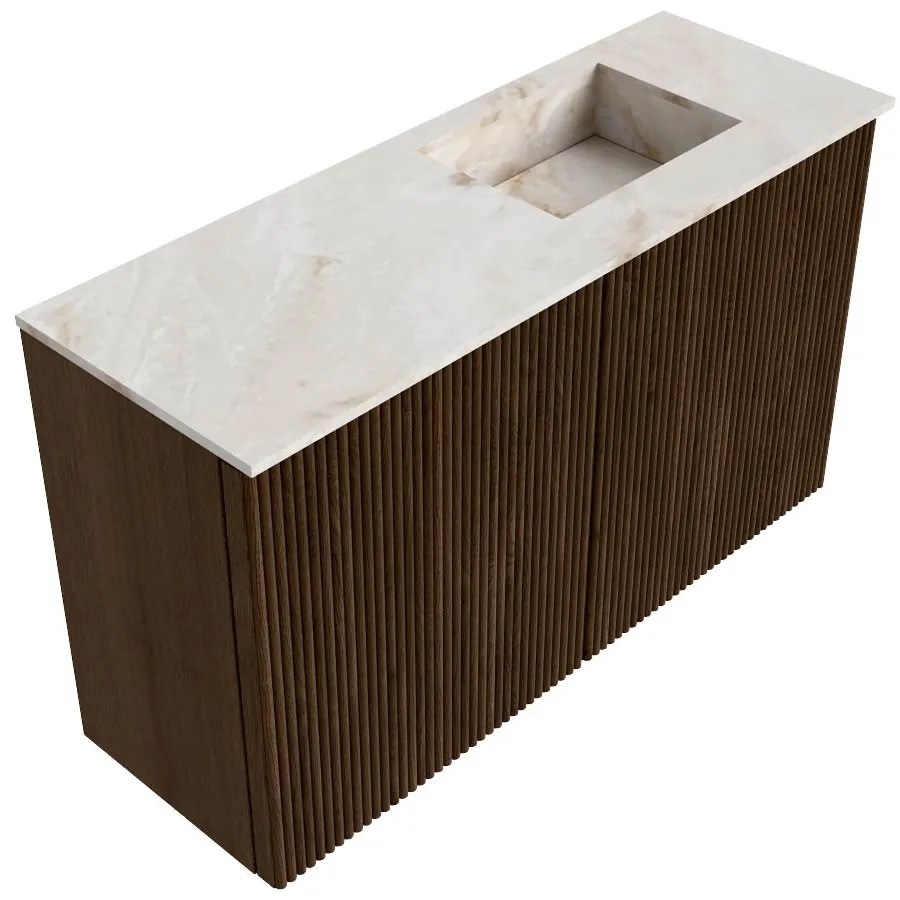 Mondiaz Joya DLux 70cm toiletmeubel walnut met wastafel faye rechts 1 kraangat frappe