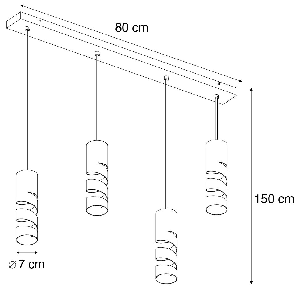 Eettafel / Eetkamer Moderne hanglamp zwart 4-lichts - Stream Modern GU10 Binnenverlichting Lamp