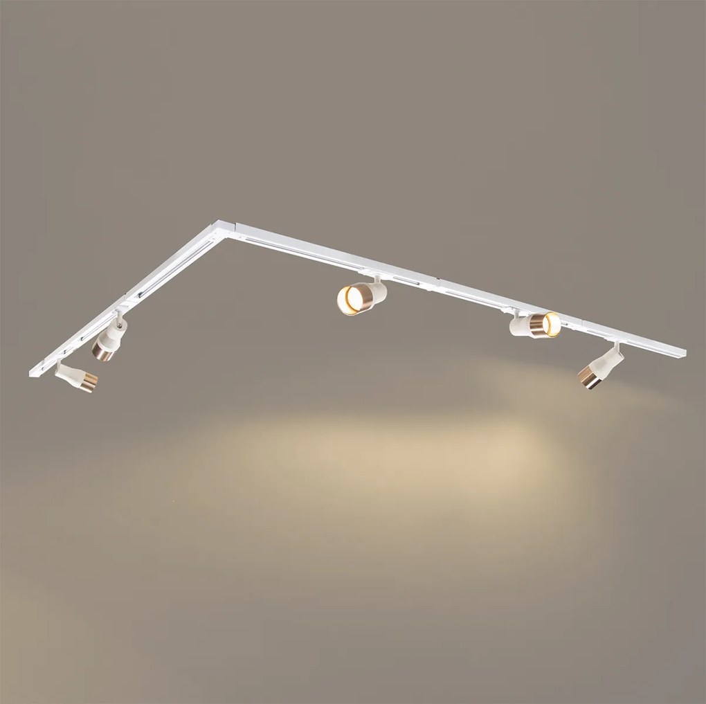 Modern railsysteem met 5 Spot / Opbouwspot / Plafondspots beige met goud 1-fase - Iconic Kohua GU10 Scandinavisch Binnenverlichting Lamp