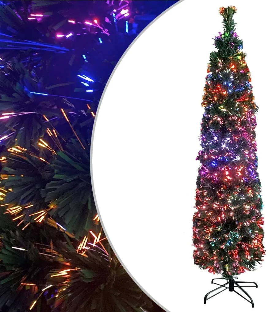 vidaXL Kunstkerstboom met standaard smal 210 cm glasvezel