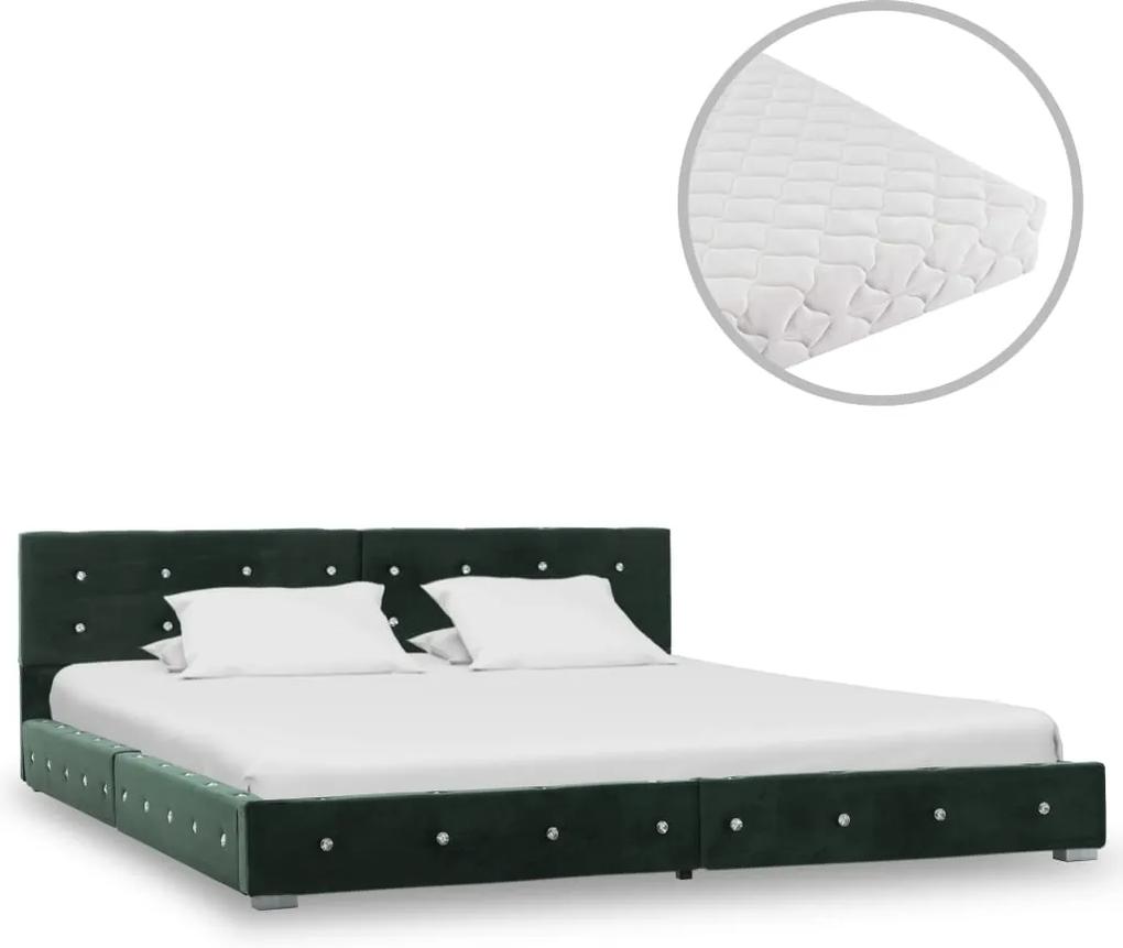 Bed met matras fluweel groen 160x200 cm