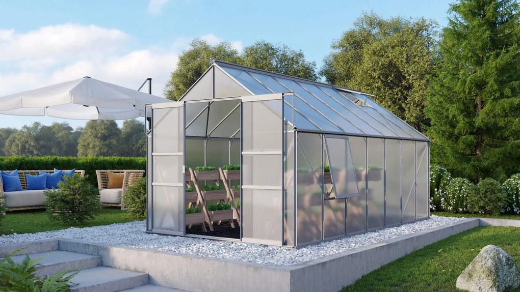 Vitavia Meridian 2 serre - 11,5m² - met 4 mm polycarbonaat - Aluminium