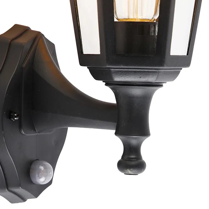 Klassieke buiten wandlamp zwart met bewegingssensor - New Haven