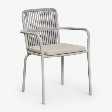 Stapelbare Aluminium Tuinstoel Met Armleuningen Alberta Grijs – Koel - Sklum