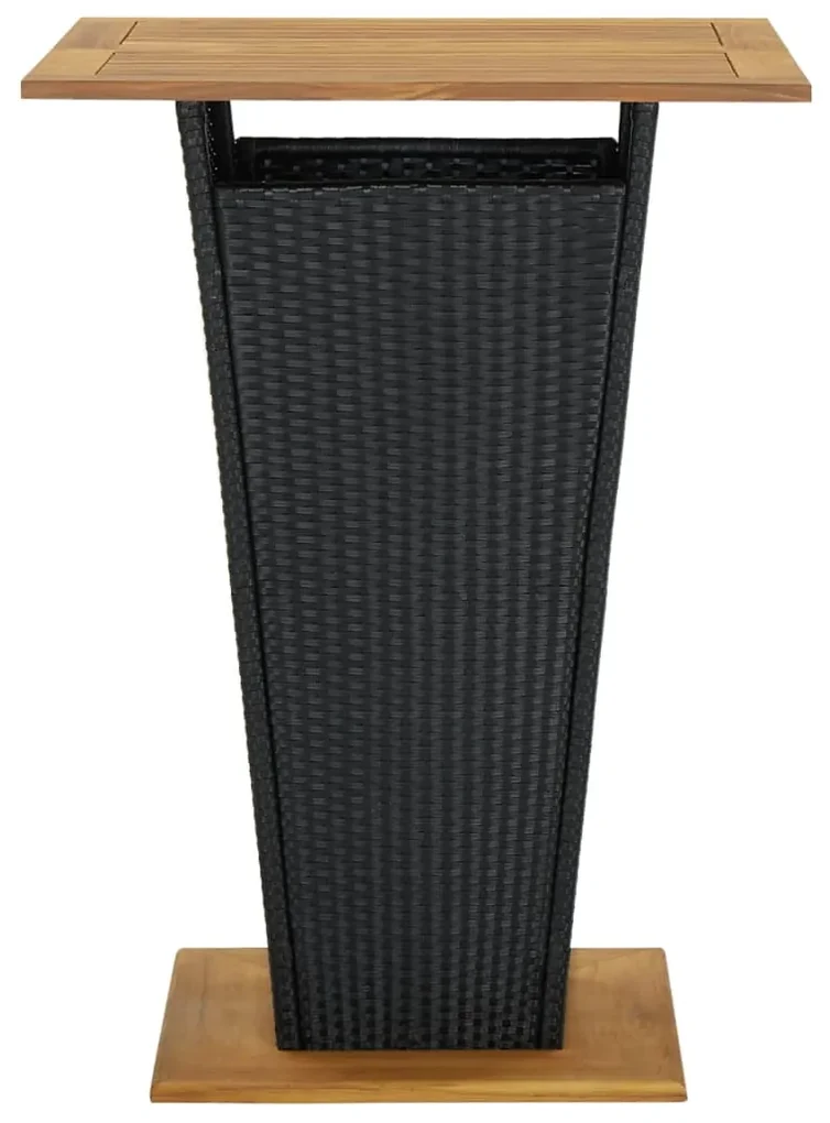 vidaXL Bartafel 80x80x110 cm poly rattan en massief acaciahout zwart