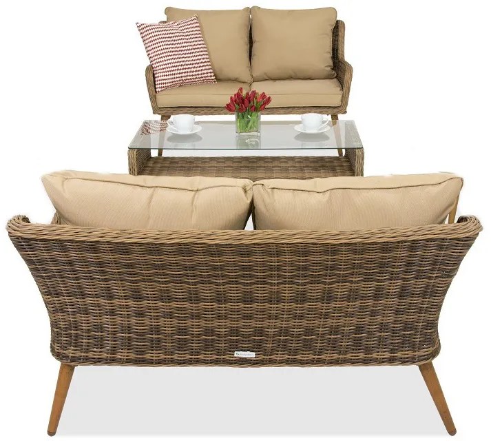 Bilbao Coffee tuinmeubelen met kleine tafel voor 4 personen Garden Point bruin