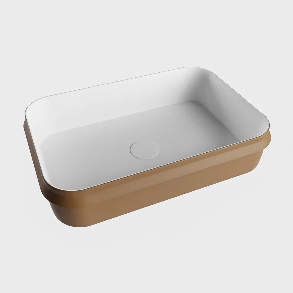 Mondiaz Arvo Solid Surface waskom 55x38cm rust / talc