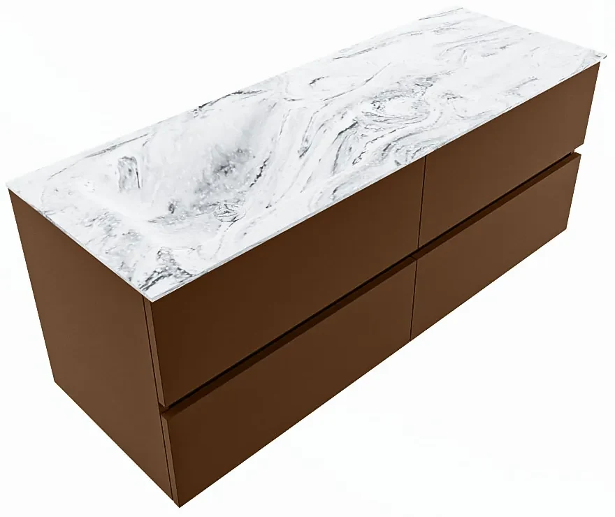 Mondiaz Vica DLux badmeubel 130cm rust 4 lades met wastafel glace links 1 kraangat