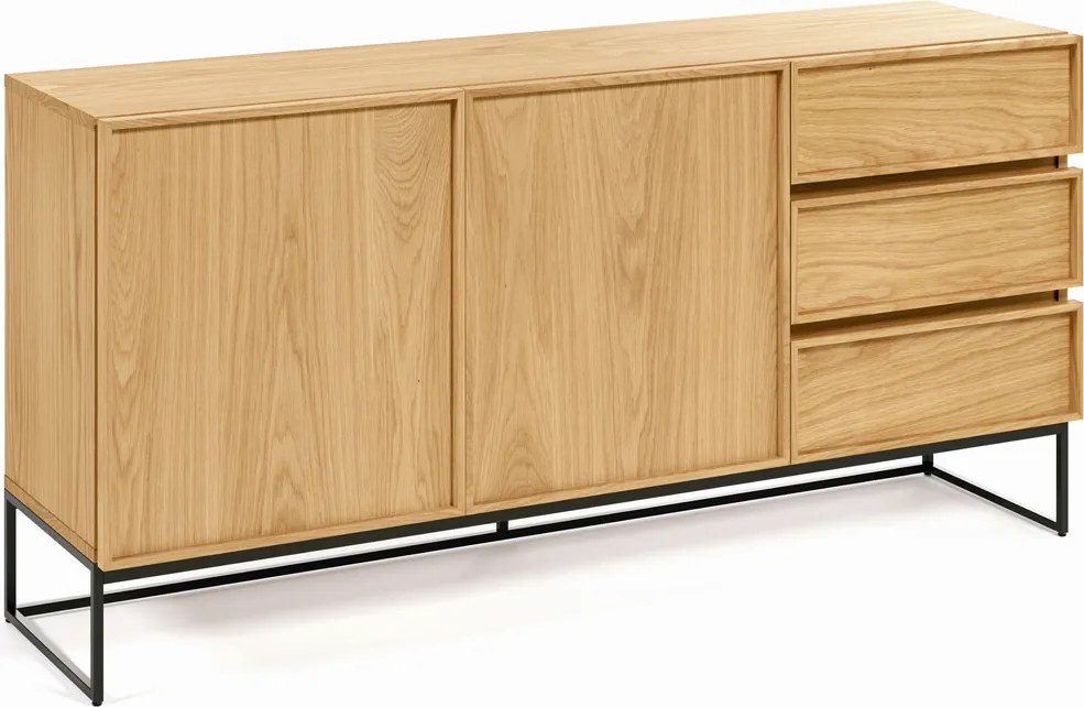 Eiken Dressoir Met Metalen Frame - 160x42x78cm.