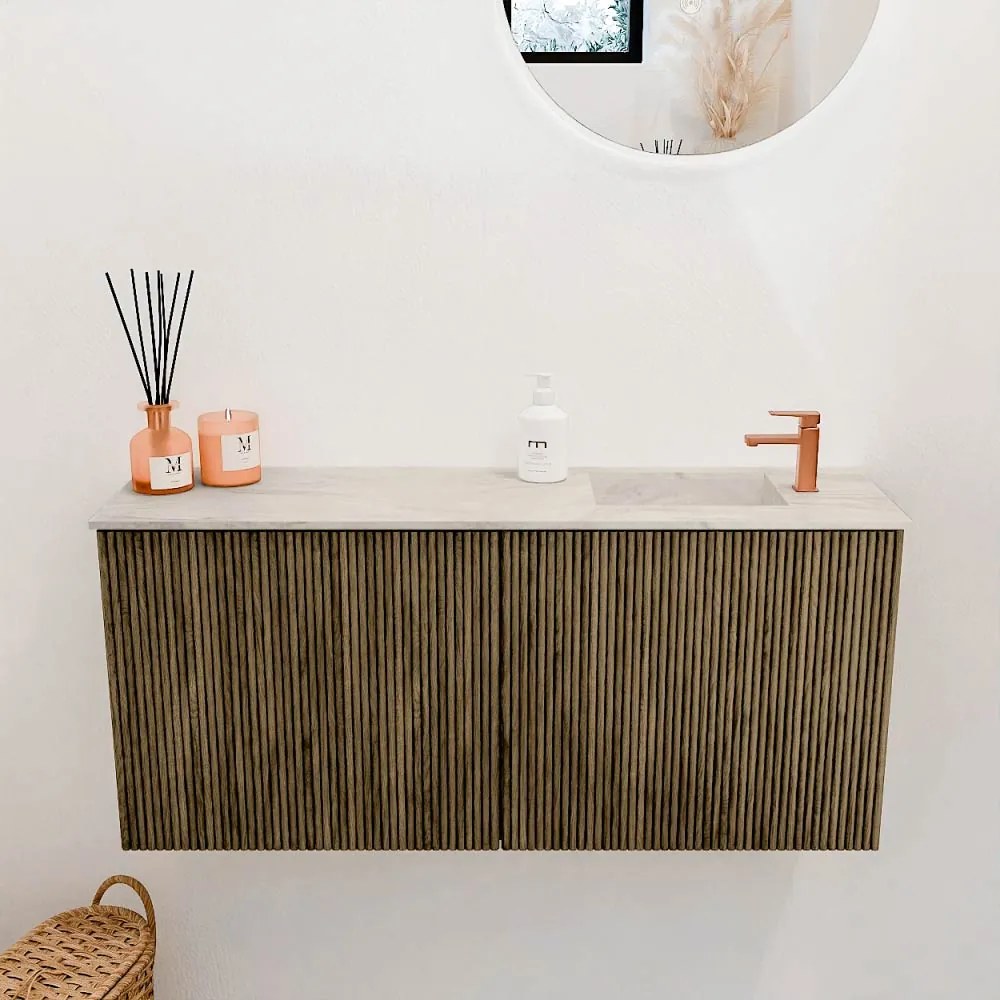 Mondiaz Joya DLux 90cm toiletmeubel dusk met wastafel faye rechts 1 kraangat ostra