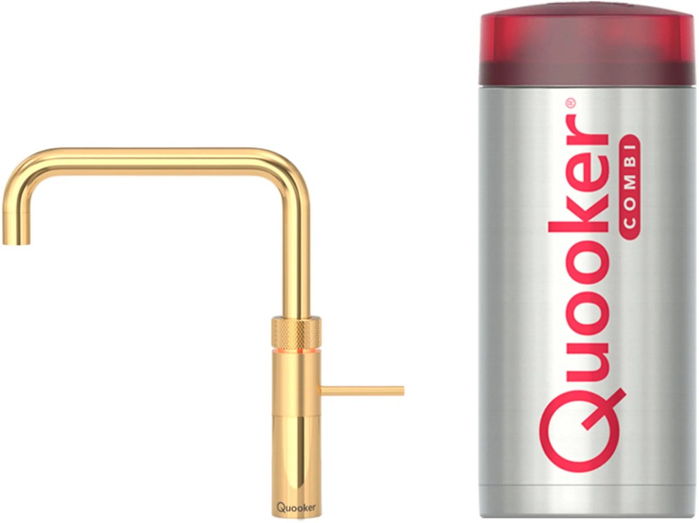 Quooker Fusion square met COMBI+ boiler 3-in-1 kokend water kraan Goud Goud